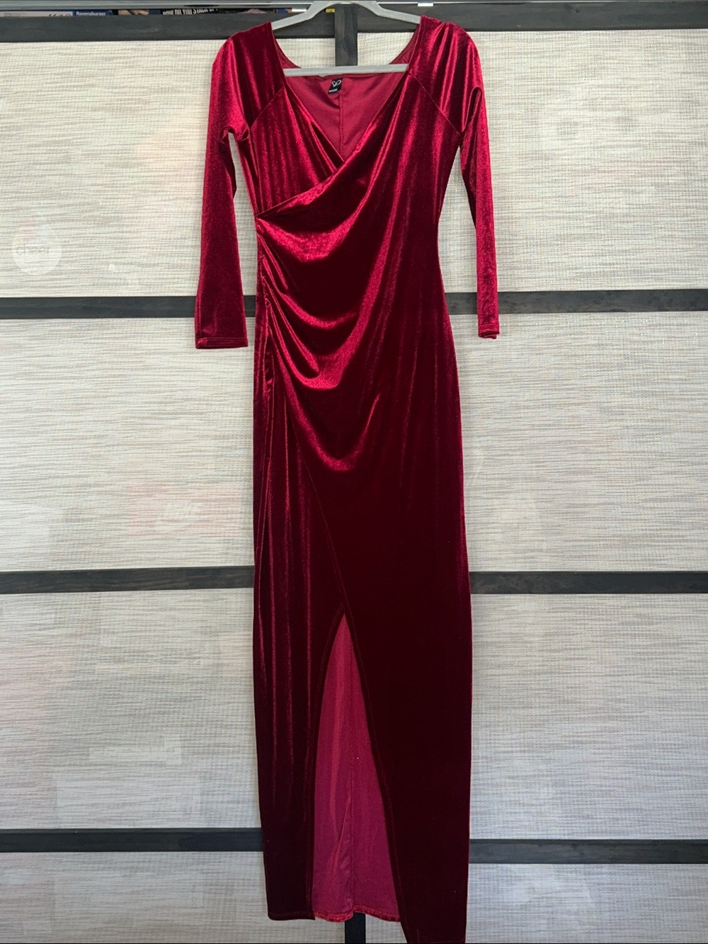 Windsor Burgundy Velvet Wrap-Style Maxi Dress